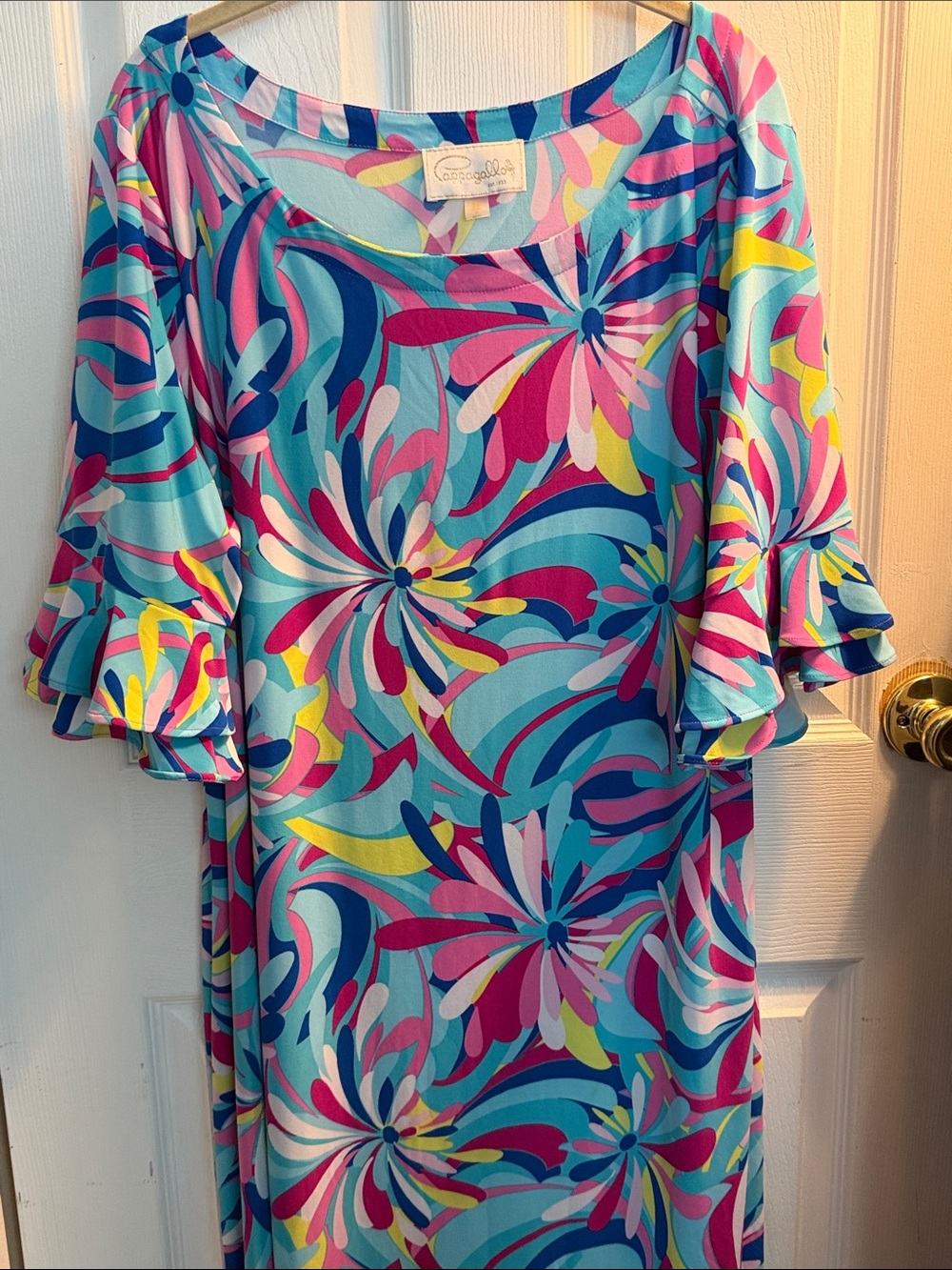 Pappagallo Aqua Multicolor Floral Midi Dress